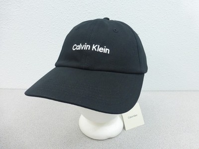 Calvin Klein Men's Black with White Logo Strapback Hat One Size Embroidered NEW