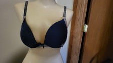 Victoria Secret 38B Bra Navy underwire padded adjustable straps beige sparkle la