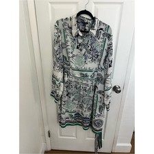 Tommy Hilfiger White Dress with Green Navy Print