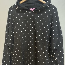 Edikted Women  s Pullover Hoodie Black/White Polka Dot Logo Polyester Size Large