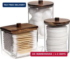Tbestmax 3 Pack Qtips Holder Bathroom Container, 10 oz Cotton Ball/Swabs Dispens