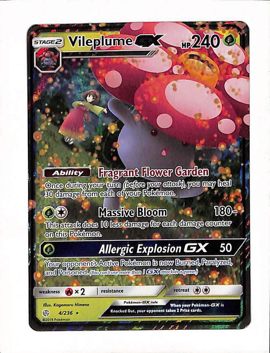 Vileplume GX 4/236 Cosmic Eclipse Ultra Rare Holo Pokemon Card