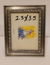 2.5x3.5 Inch Silver Antique Jeweled Ornate Mini Photo Picture Frame Tabletop