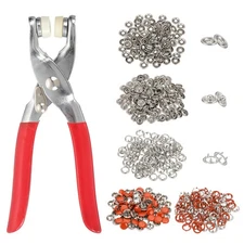 200Set Metal Snap Button Kit 9.5mm Hollow & Solid Prong Snap Button Tool Orange