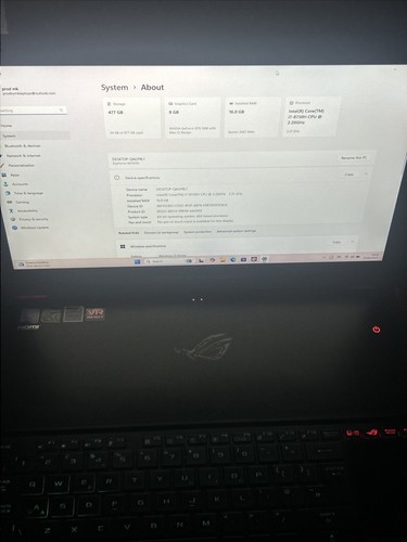 ASUS ROG Zephyrus GX501G Gaming Laptop GTX 1080 i7-8750H 16GB 144HZ G Sync - Picture 7 of 15