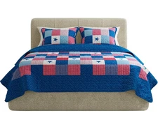 Caroline 3-Piece Blue Full/Queen Quilt Set by Lavish Home