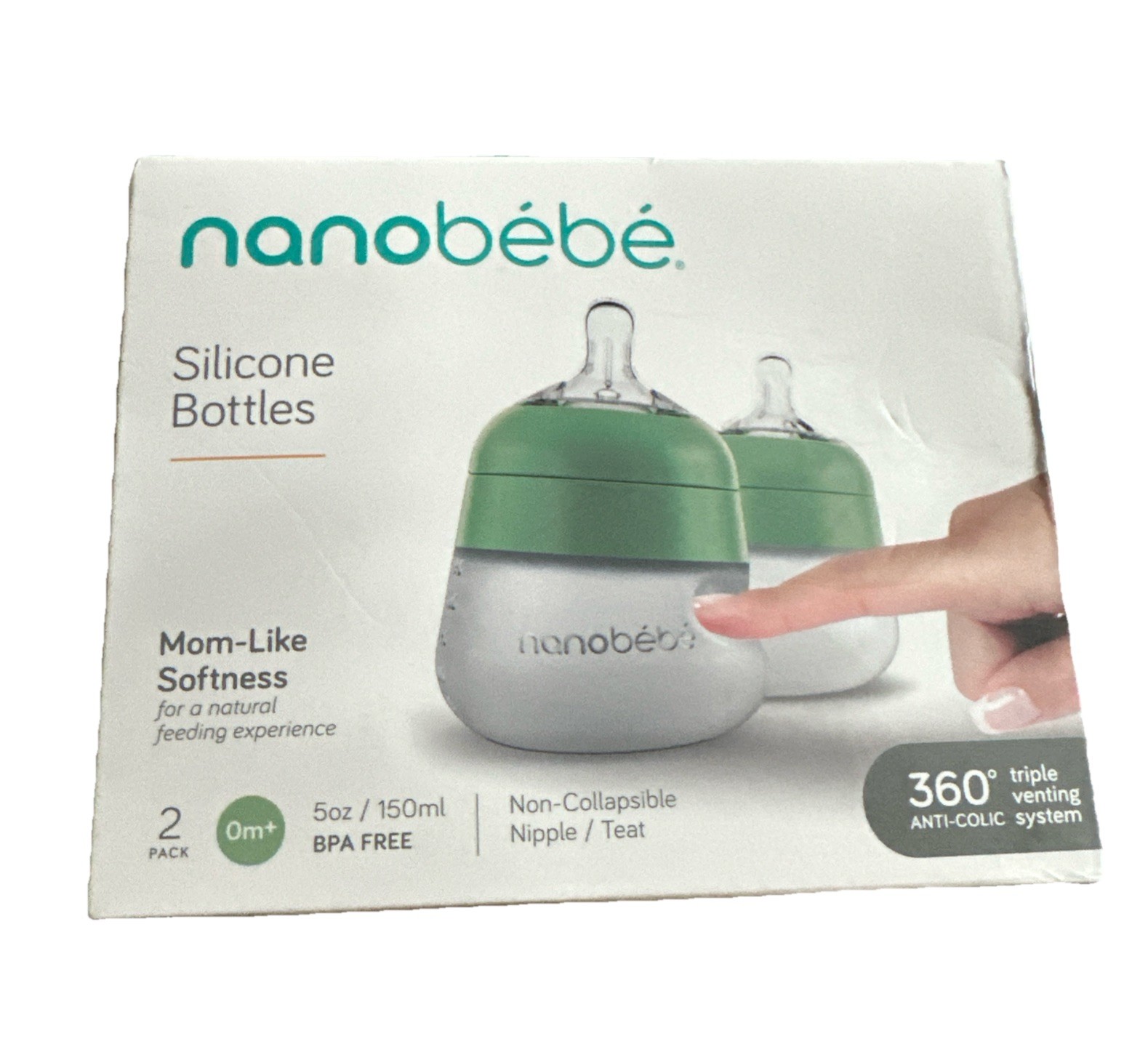 2 Pack Nanobebe Silicone Bottle BPA Free, 360 Degree 5oz/150