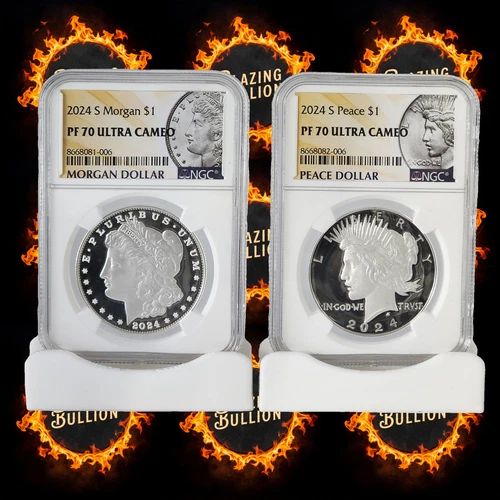 2024 S Morgan & Peace Silver Dollar $1 NGC PF70 Ultra Cameo #006 Matching (E006)