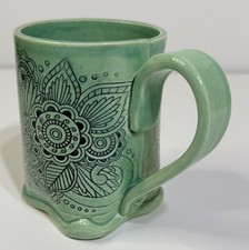 Studio Pottery Art Ceramic Mug  Intricate Des...