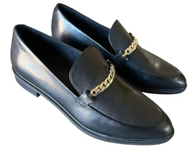 Vagabond Black Leather Chain Loafers Womens 8.5 EU39 Slip On NWOT Classic