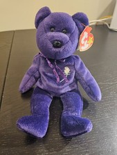 1997 Original Ty Beanie Baby-Princess Diana Purple Bear Plush Stuffed Toy w Tag