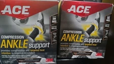 Lot Of 2 ACE Brand 3M Ankle Compression Support Small/Medium, Mild Support Level