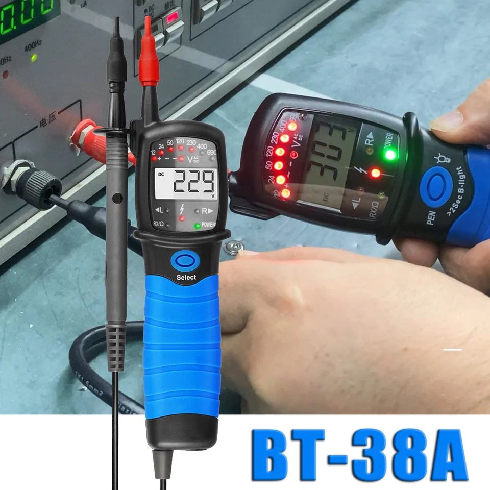 BTMETER Voltage Tester 12-690V AC/DC 2-Pole Tester Phase Rotation Live Circuit Detection