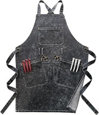 Denim Apron With Pockets,Distressed Jean Apron,Hairstylist Aprons,Denim Work