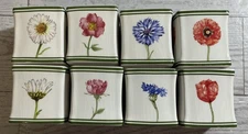 Villeroy Boch Flora Pattern Porcelain Napkin Rings Set Of 8 Discontinued Retired