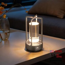 Rechargeable Table Lamp Cordless, Portable Metal Table Lamp 3 1 Pack Silver