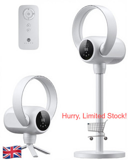 Bladeless Tower Fan Quiet Oscillating Floor Desk Fan Remote 20 Speed 3 Mode LED