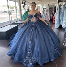 Off the Shoulder Quinceanera Dresses for Girls Corset Appliques Ball Gown