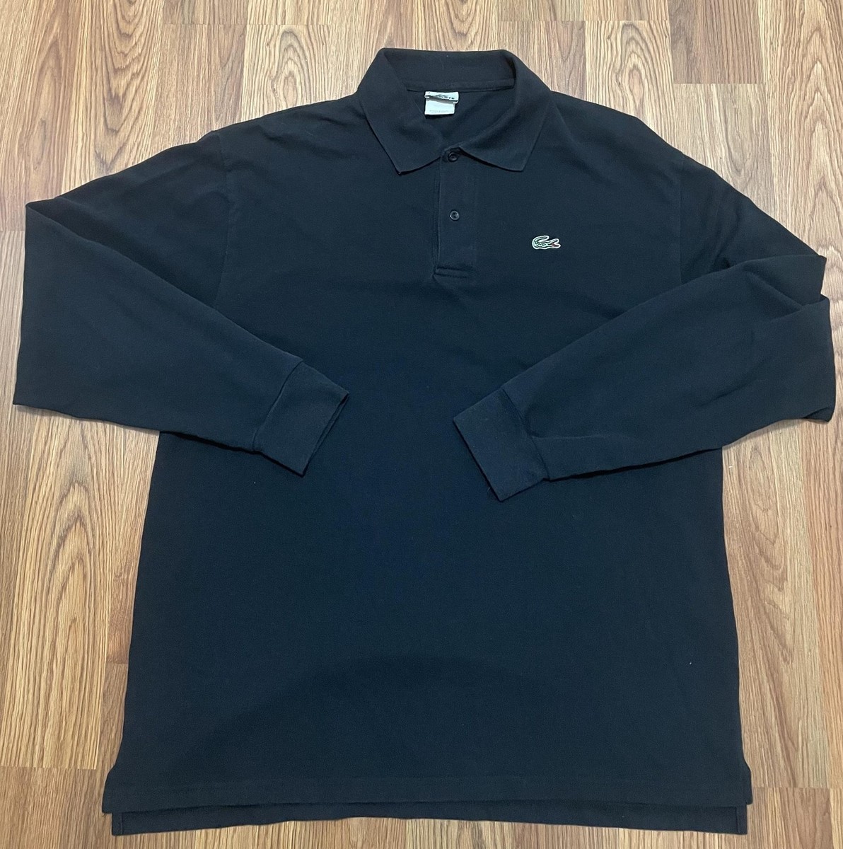 Lacoste Polo Shirt Mens 2XL Black Long Sleeve Pique Crocodile Logo Casual  Golf
