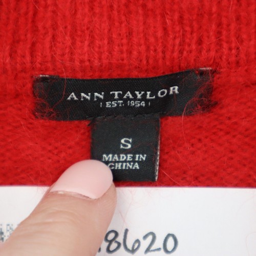 Ann Taylor Sweater Womens S Red Cap Sleeve V Neck Solid Knitted Cardigan - Picture 2 of 16