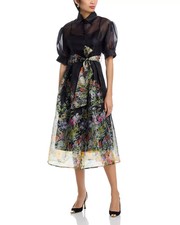 Nancy Yang Floral Print Shirt Dress MSRP $195