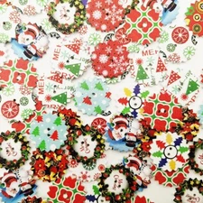 100PCS Wooden Christmas Buttons for Crafts Bulk Holiday Sewing Accessories