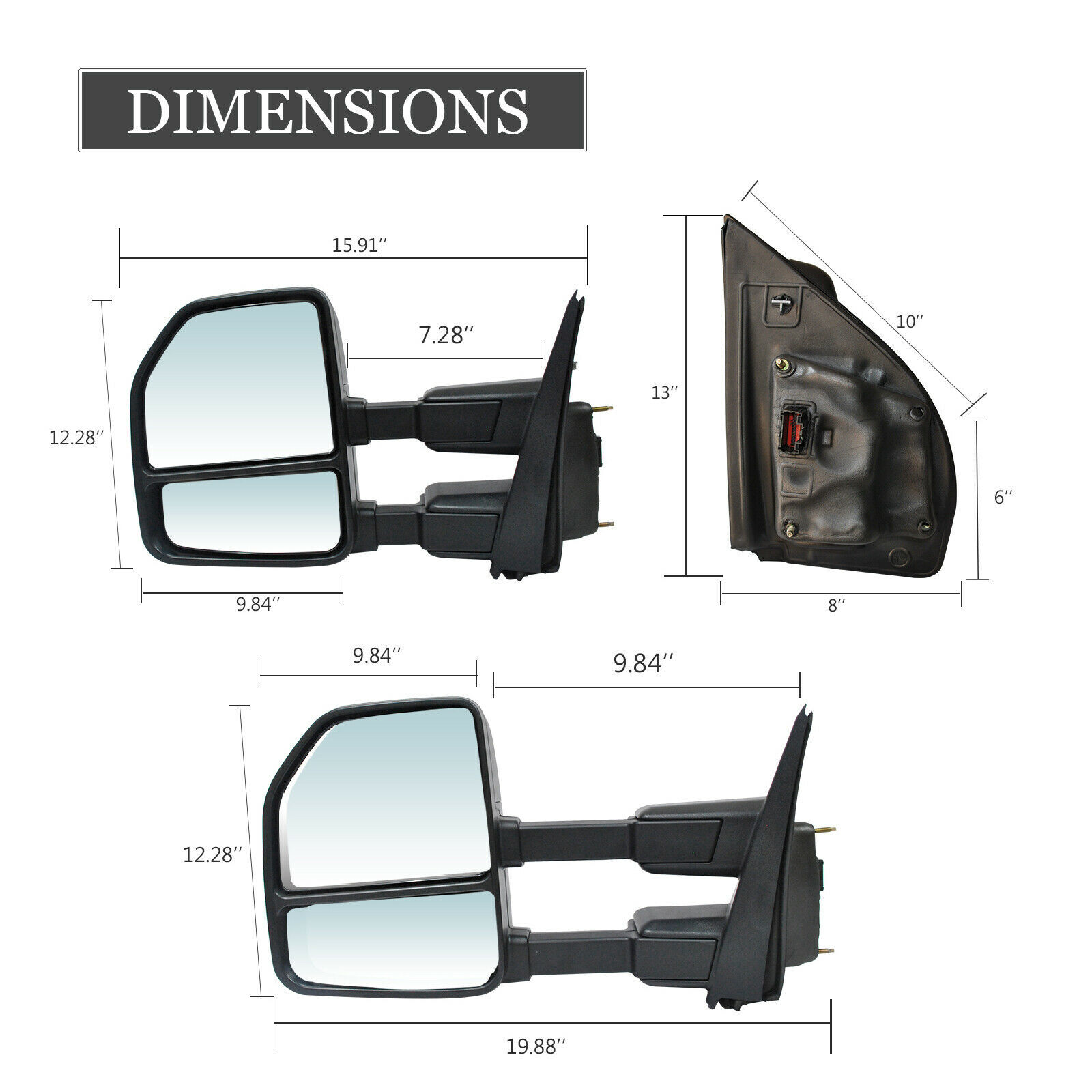 Left Side Tow Mirror Power Signal Light For 2017-20 Ford F250 F350 F450 SD Black Left Side Tow Mirror Power Signal Light For 2017-20 Ford F250 F350 F450 SD Black