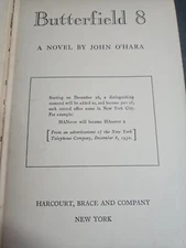 BUTTERFIELD 8 by JOHN O'HARA 1935 1st EDITION. Hardback 