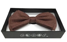 NEW DARK BROWN CANVAS UNISEX NECKWEAR TUXEDO CLIP-ON  ADJUSTABLE BOW-TIE