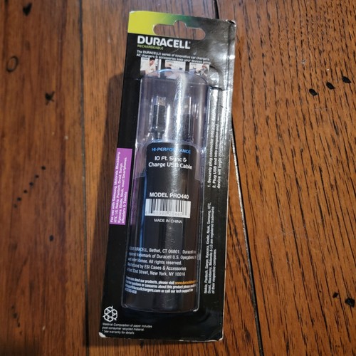 PRO440 Duracell 10' Flat Micro USB to USB Sync and Charge Cable (Black) - Picture 2 of 4