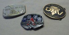 3 Vintage Veterans Belt Buckles DAV Limited Edition Disabled American WWII