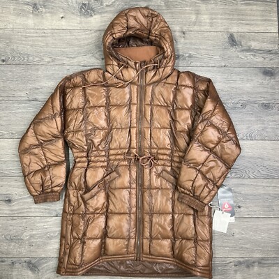 Free People Puffer Jacket Sz Medium Womens Walnut Brown Movement Packable Poncho