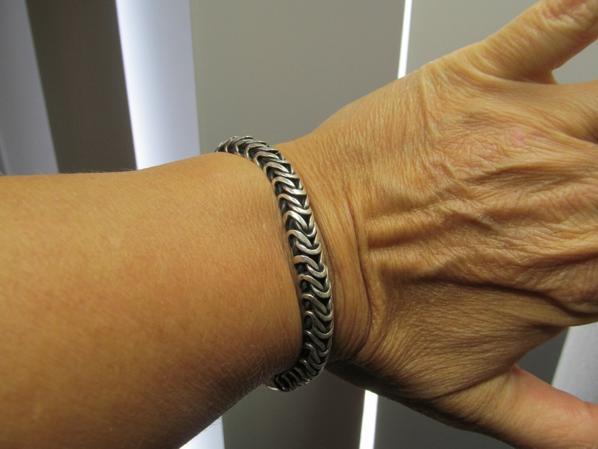 Vintage 925 Sterling Silver Unusual chain link Box clasp