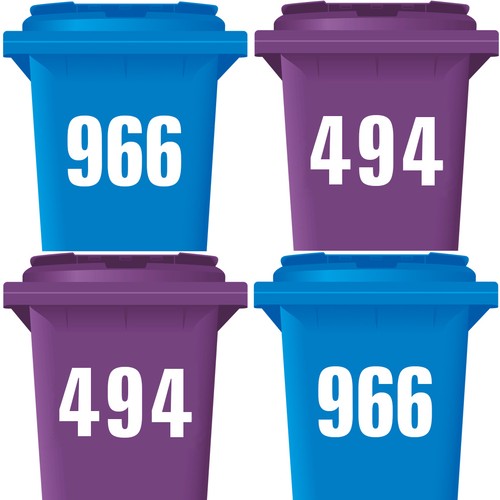 3 Pack WHEELIE BIN NUMBERS WHEELY NUMBER STICKERS 3 x WHITE 7" FOR BLACK DUSTBIN eBay