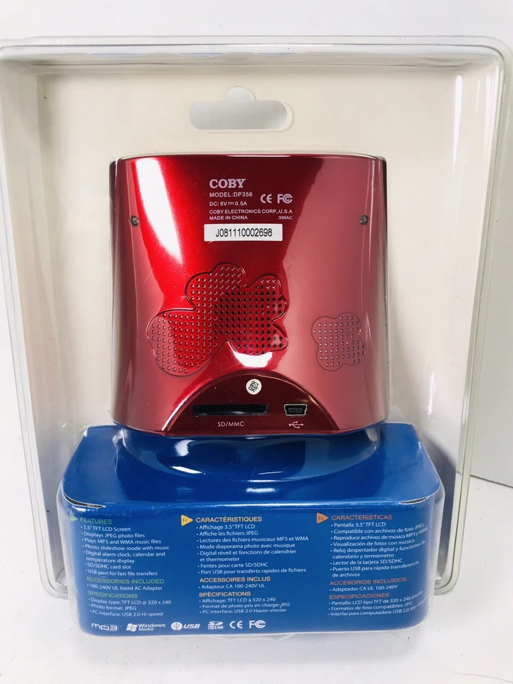 🔥 COBY DP356 Red Digital Photo Album with Alarm Clock USB • New Sealed - Image 3 of 4