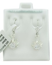 LAB CREATED WHITE SAPPHIRES DANGLING EARRINGS .925 Sterling Silver   BRAND NWT