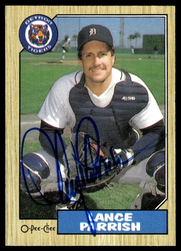 1987 O-Pee-Chee Lance Parrish Auto Detroit Tigers #374 COA OPC Card Signed