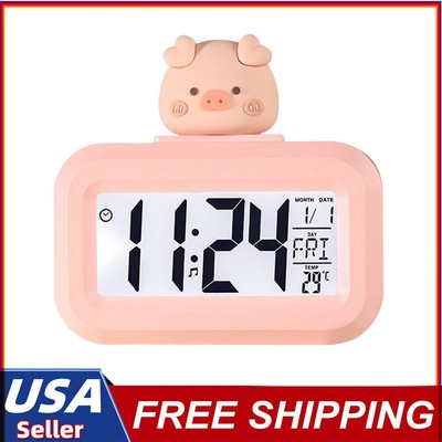 US Small Cartoon Shape Digital Clock Multifunctional Desktop Clock Temperature