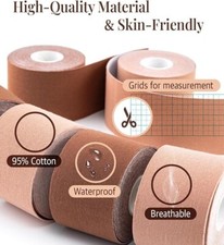 DIY Boobytape for Breast Lift Chocolate 2" X 16.5" 3 pairs nipple covers NEW