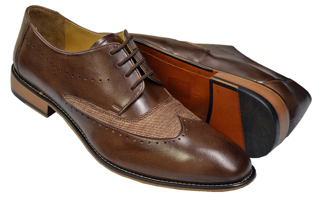 Light Gray Wingtip Derby PU Leather 