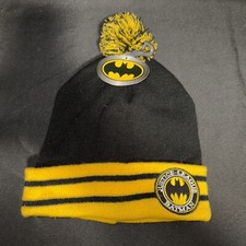 BATMAN LOGO JUSTICE LEAGUE DC COMICS POM WINTER KNIT BEANIE CAP CUFFED 2017 NEW