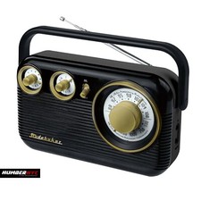 RARE - Studebaker SB2003BG Portable AM/FM Retro Radio AUX Jack - BLACK GOLD