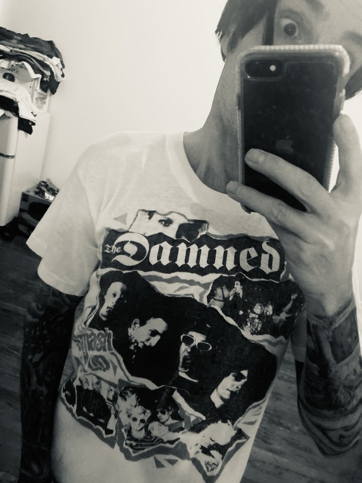 T-shirt Vintage The Damned, Motif Punk, Blanc, Taille M
