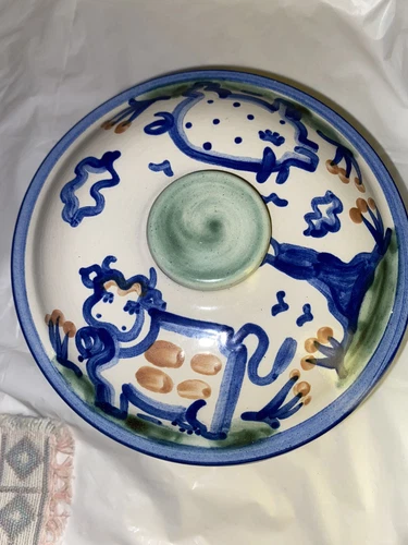 MA Hadley Vintage, Hand Painted And Signed Stoneware Casserole, Bowl And Lid