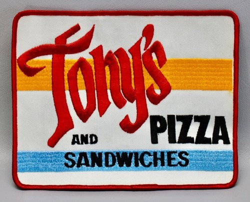 VINTAGE 1970s TONY'S PIZZA AND SANDWICHES EMBROIDERED UNIFORM PATCH • LARGE - Bild 1 von 3