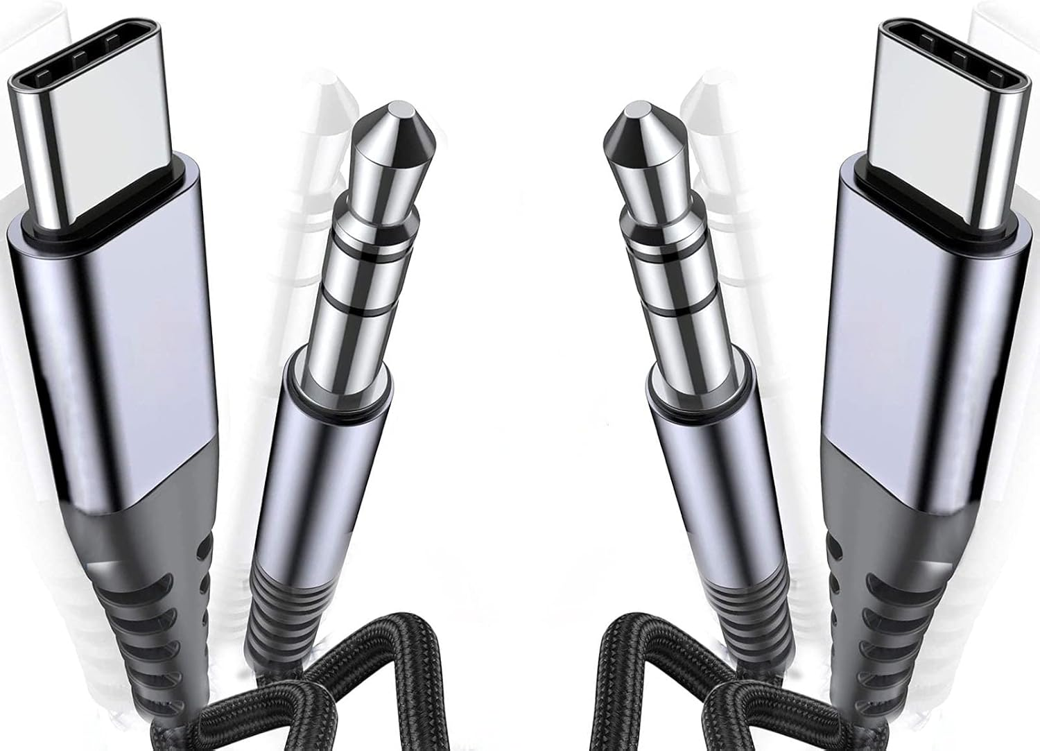 USB C to 3.5Mm AUX Audio Jack Cable 2 Pack, 3.3Ft Type C to 3.5Mm Headphone Nylo