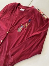 VTG Rafael Woman  s Sz M Red Button Up Cardigan 3/4 Sleeve