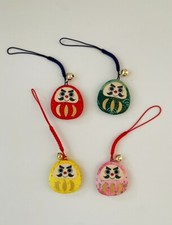 Japanese Fabric Keychain Daruma Design  Strap Cell Phone Charm Handmade Kawaii 