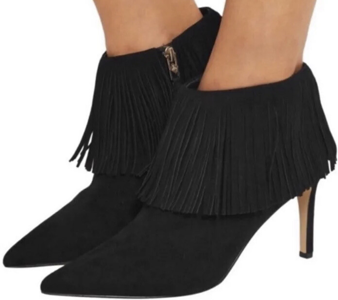 Sam Edelman Kandice fringe ankle Booties Boots black suede  New Sam Edelman gray Kandice fringe suede booties 7 main image 0