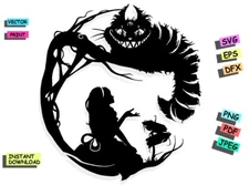 Alice in Wonder and Cat svg, Alice in Wonder,DIGITAL FILES for Glowforge, Cricut